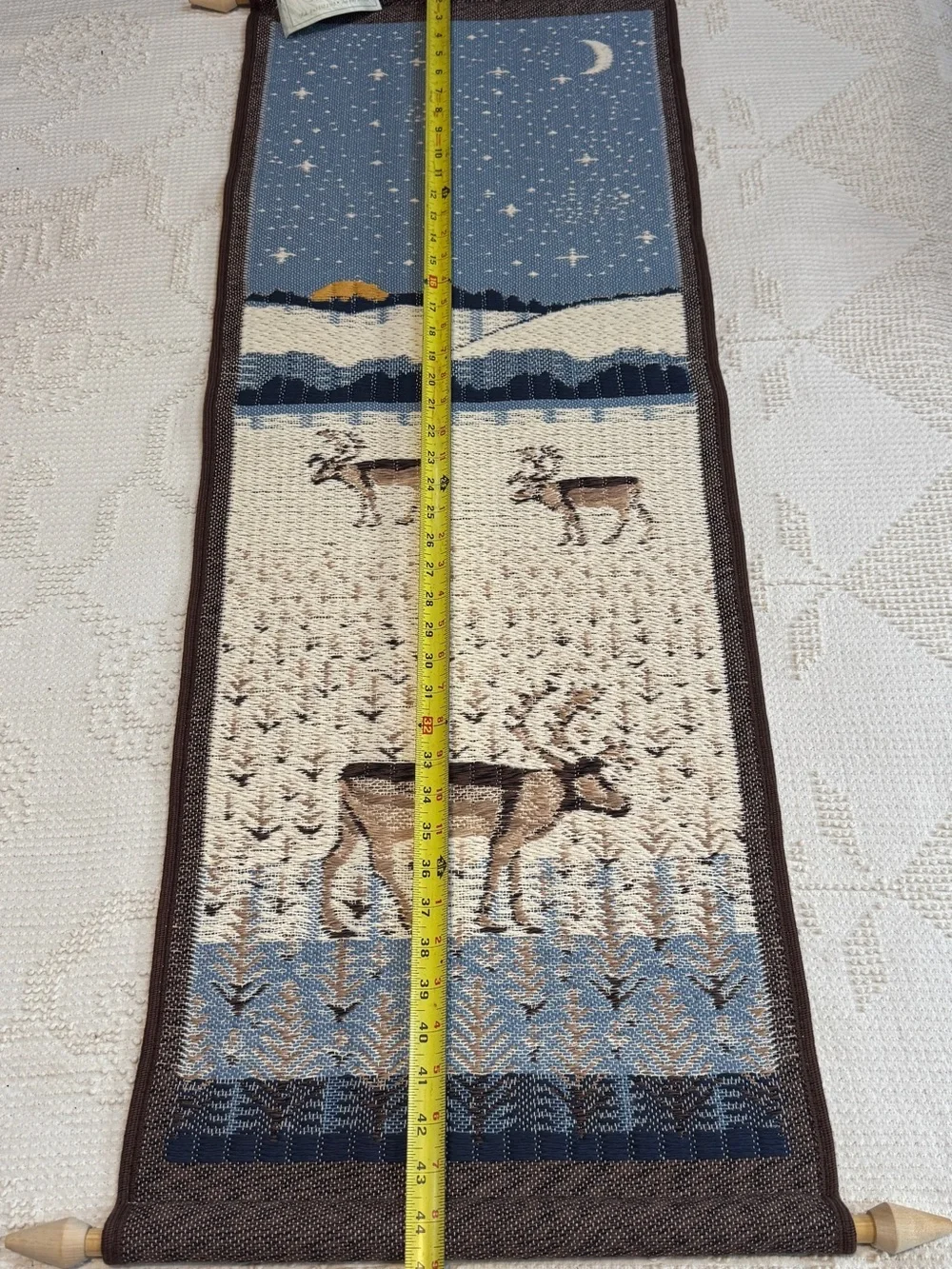 New HANHISALON KUTOMO OY Woven Finnish Wall Hanging Winter/Reindeers Design